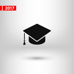 graduation cap  icon, vector illustration. Flat design style