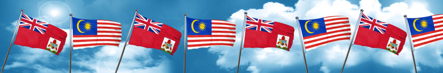 bermuda flag with Malaysia flag, 3D rendering