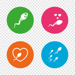 Sperm icons. Fertilization or insemination signs.