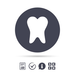 Tooth sign icon. Dental care symbol.