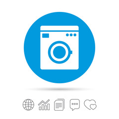 Washing machine icon. Home appliances symbol.