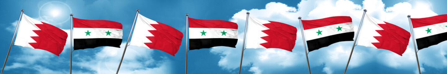 Naklejka na ściany i meble Bahrain flag with Syria flag, 3D rendering