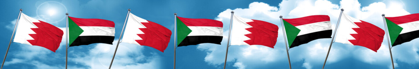 Naklejka na ściany i meble Bahrain flag with Sudan flag, 3D rendering