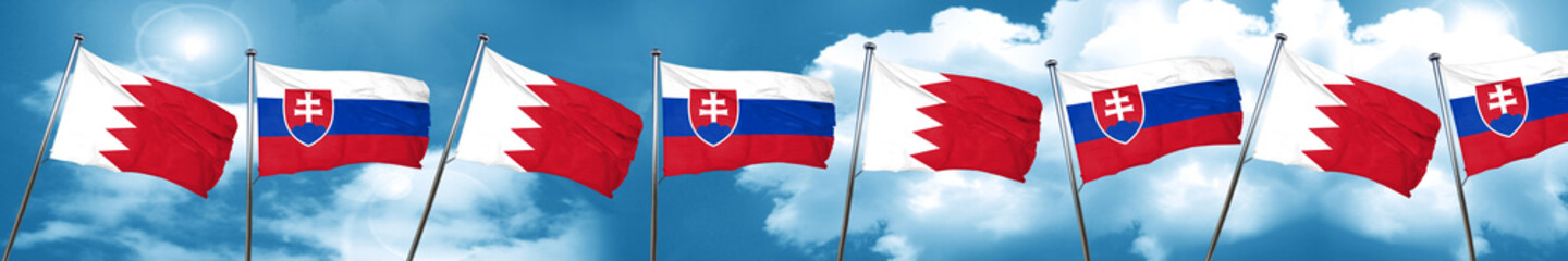 Bahrain flag with Slovakia flag, 3D rendering