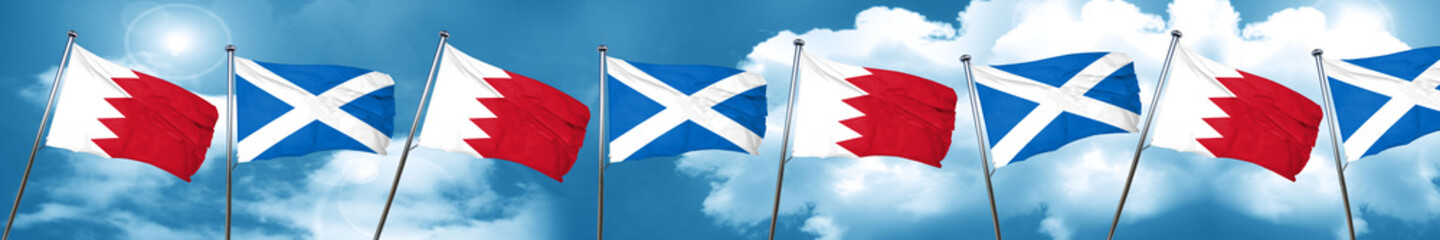 Naklejka na ściany i meble Bahrain flag with Scotland flag, 3D rendering