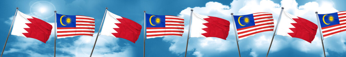 Bahrain flag with Malaysia flag, 3D rendering