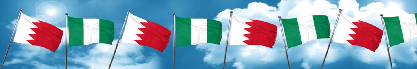 Naklejka na ściany i meble Bahrain flag with Nigeria flag, 3D rendering