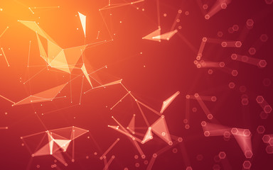 Abstract polygonal space low poly dark background, 3d rendering