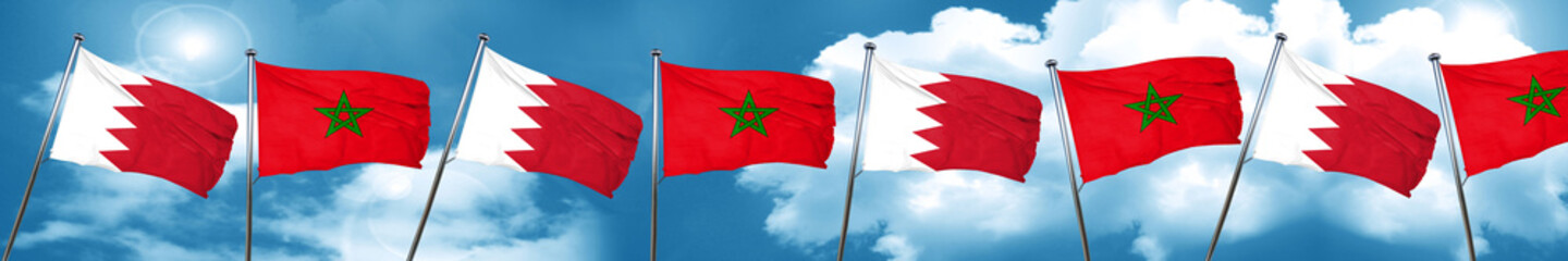 Naklejka na ściany i meble Bahrain flag with Morocco flag, 3D rendering