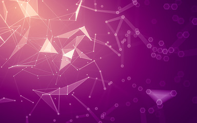 Abstract polygonal space low poly dark background, 3d rendering