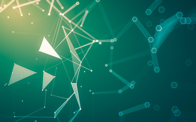 Abstract polygonal space low poly dark background, 3d rendering