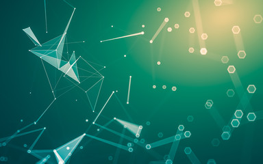 Abstract polygonal space low poly dark background, 3d rendering