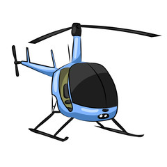 small blue helicopter with black propeller