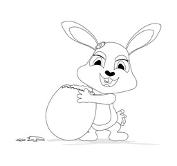disegno da colorare di coniglietto con uovo di pasqua 