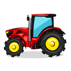 big red tractor isolated at the white background