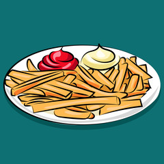 french fries isolated at the white background
