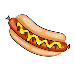 hot dog with mustard, ketchup and vegetables