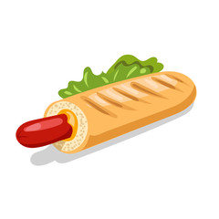 hot dog with mustard, ketchup and vegetables