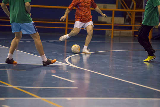 Futsal player in the sports hall