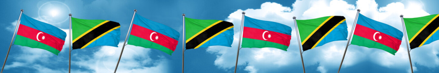 Azerbaijan flag with Tanzania flag, 3D rendering