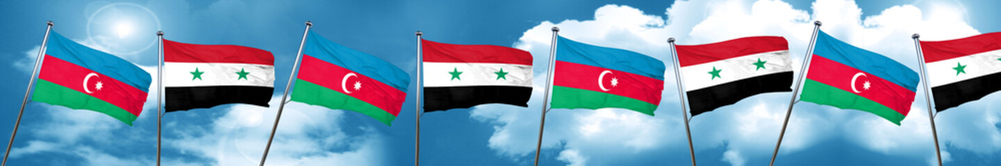 Fototapeta na wymiar Azerbaijan flag with Syria flag, 3D rendering