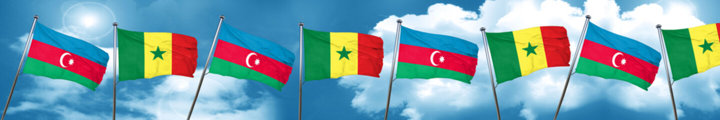 Naklejka na ściany i meble Azerbaijan flag with Senegal flag, 3D rendering