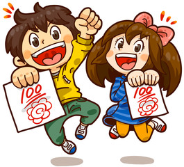 テストで100点をとる男の子と女の子