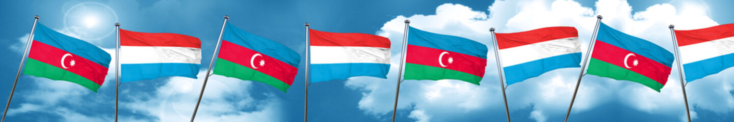 Azerbaijan flag with Luxembourg flag, 3D rendering