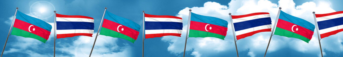 Azerbaijan flag with Thailand flag, 3D rendering