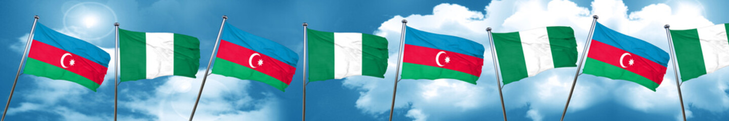 Fototapeta na wymiar Azerbaijan flag with Nigeria flag, 3D rendering