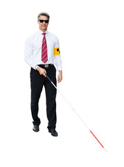 Portrait Of A Blind Man On White Background