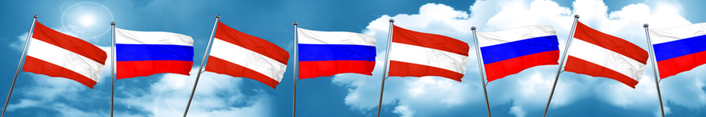 Fototapeta na wymiar Austria flag with Russia flag, 3D rendering