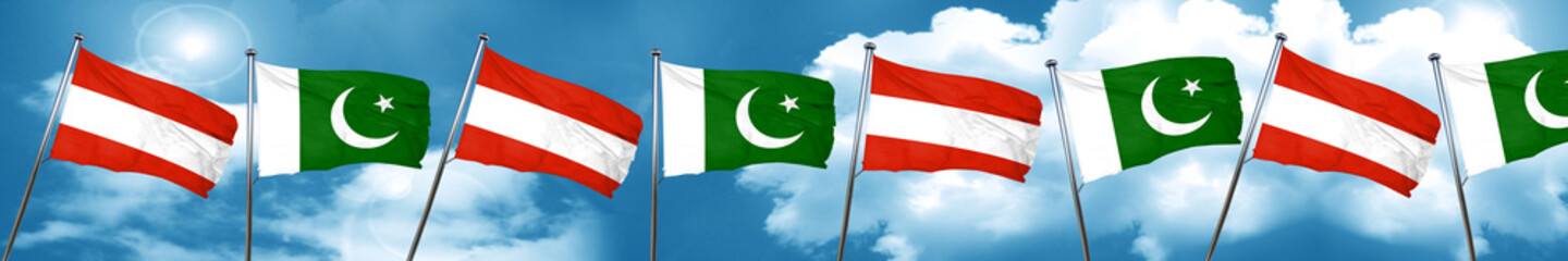 Fototapeta na wymiar Austria flag with Pakistan flag, 3D rendering
