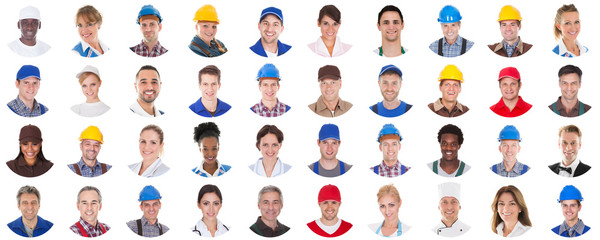 Group Of Workers On White Background