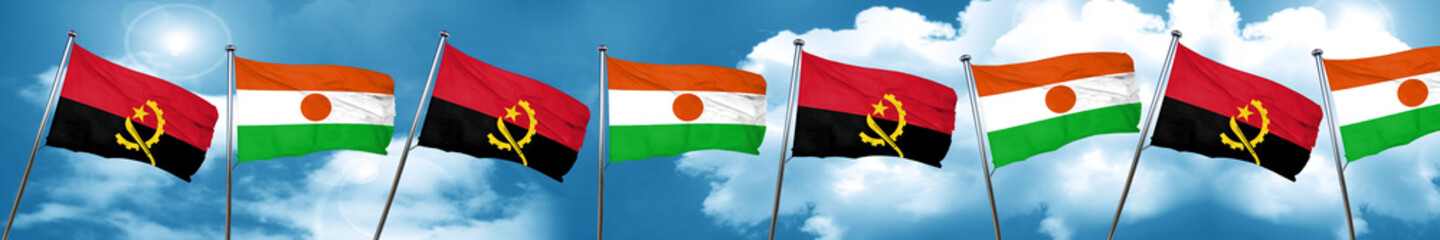 Angola flag with Niger flag, 3D rendering