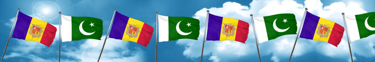 Andorra flag with Pakistan flag, 3D rendering
