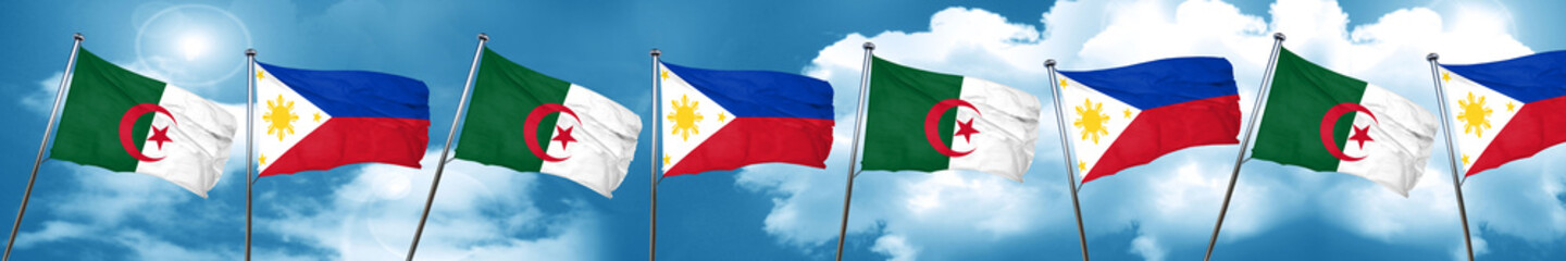 algeria flag with Philippines flag, 3D rendering