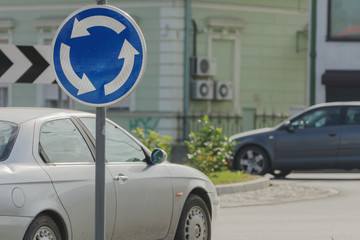 Roundabout with cars
