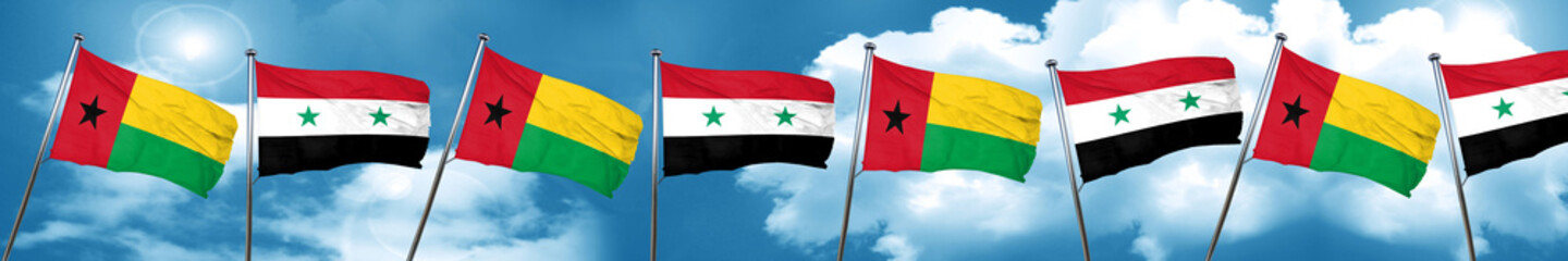 Guinea bissau flag with Syria flag, 3D rendering