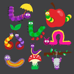 Cartoon caterpillar insect vector illustration.