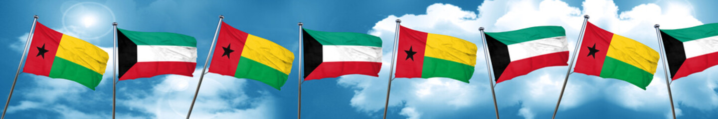 Fototapeta na wymiar Guinea bissau flag with Kuwait flag, 3D rendering
