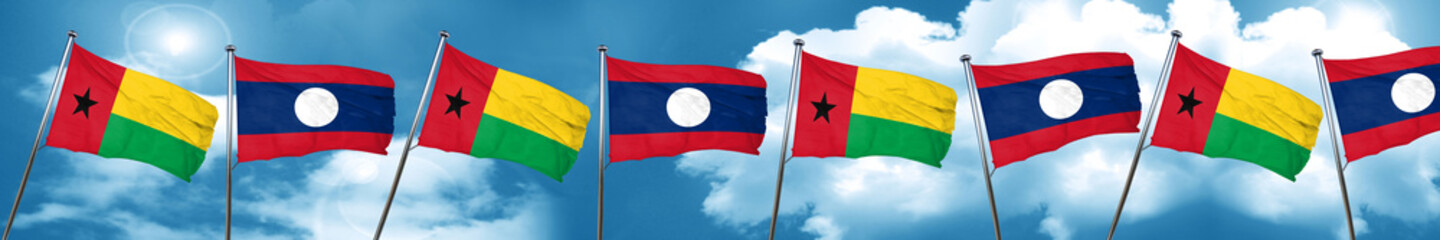Fototapeta na wymiar Guinea bissau flag with Laos flag, 3D rendering