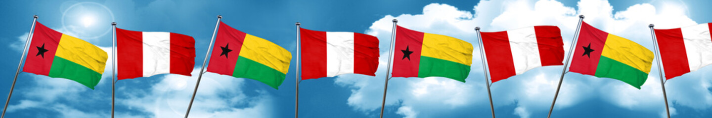 Guinea bissau flag with Peru flag, 3D rendering