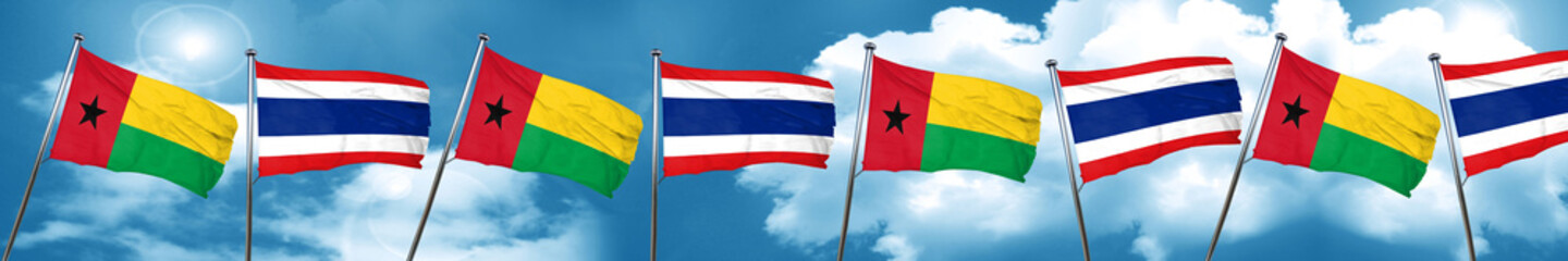 Guinea bissau flag with Thailand flag, 3D rendering