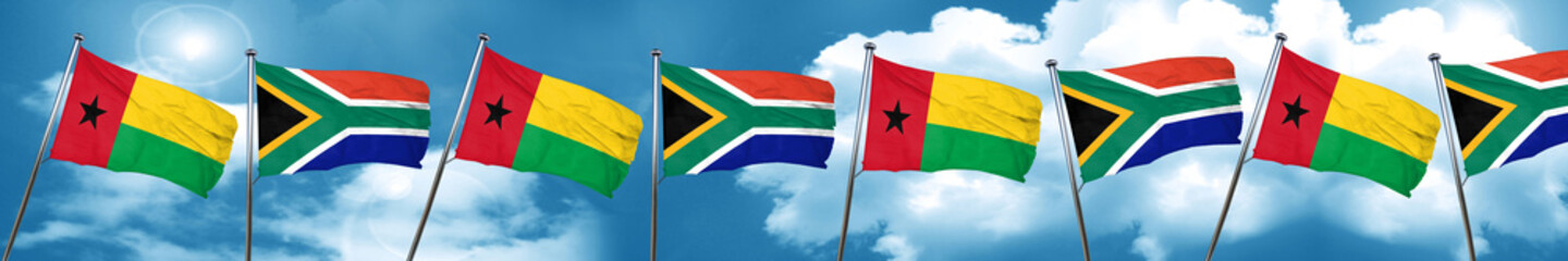 Guinea bissau flag with South Africa flag, 3D rendering