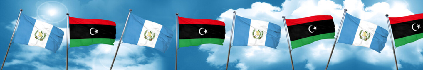 guatemala flag with Libya flag, 3D rendering