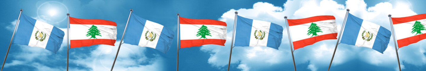 guatemala flag with Lebanon flag, 3D rendering