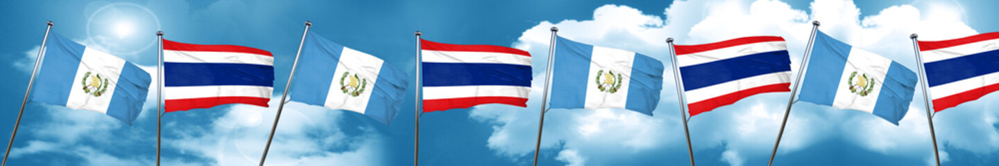 guatemala flag with Thailand flag, 3D rendering