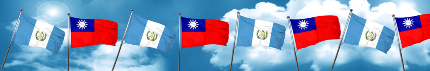 guatemala flag with Taiwan flag, 3D rendering