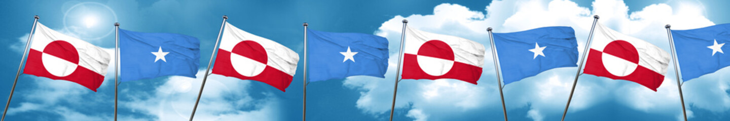 Fototapeta na wymiar greenland flag with Somalia flag, 3D rendering